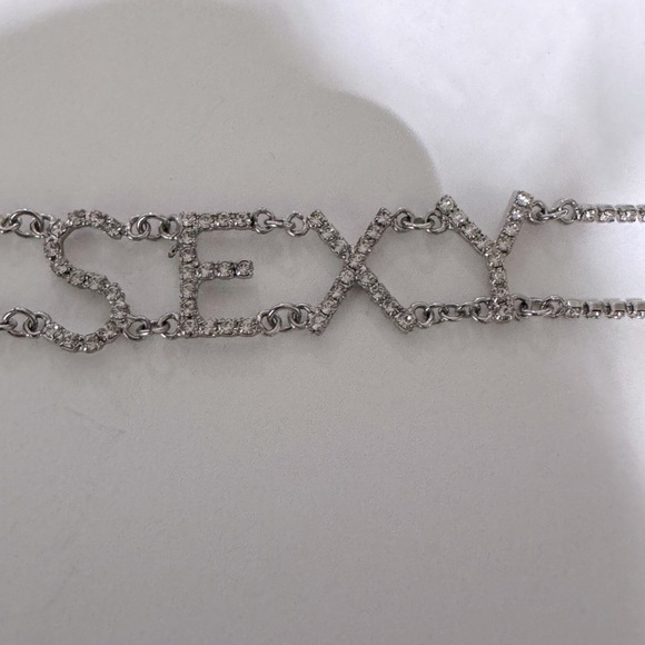 ✨ Stunning Edgy Silver, Rhinestone and Crystal “Sexy” Bracelet - Picture 15 of 16